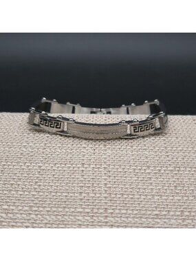 9 Inch Stainless Steel Greek Key Meander Link Bracelet A7733
